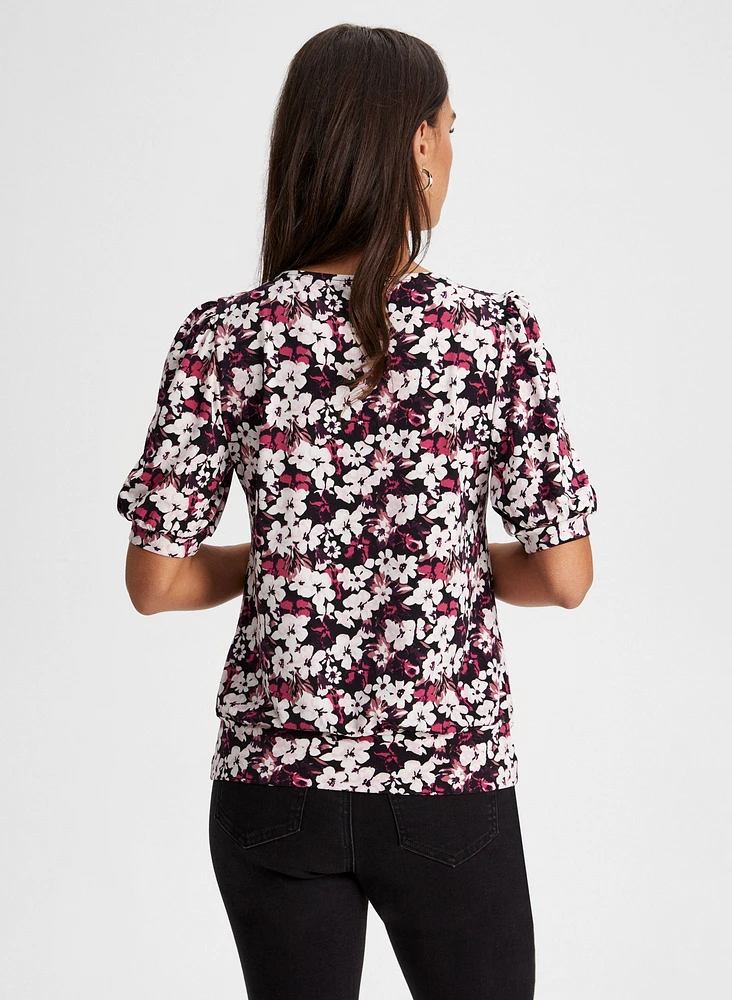 Floral Print Puff Sleeve Top