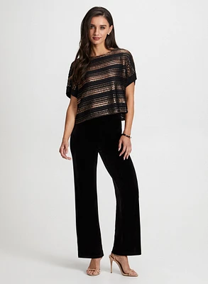 Metallic Stripe Top & Velour Pants