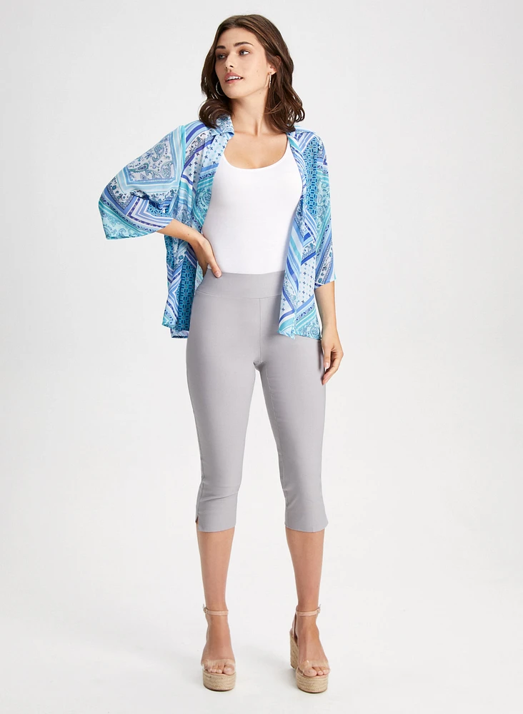 Pull-On Slit Detail Capris