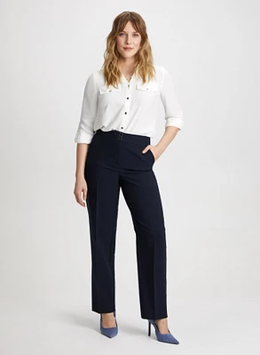 Button-Down Blouse & Straight Leg Pants