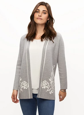 Floral Pattern Open Front Cardigan