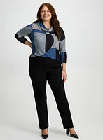 Geometric Print Top & Straight Leg Jeans