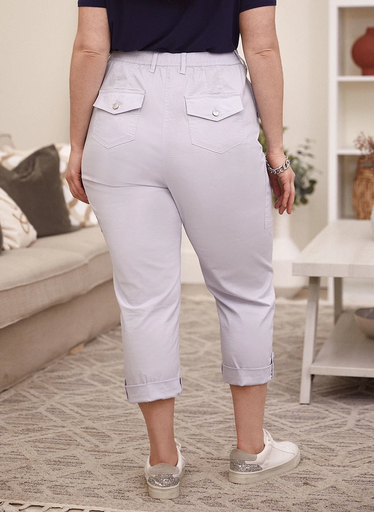 Zipper Detail Cargo Capris