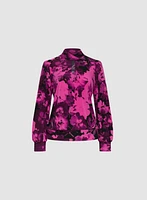 Floral Print Bouffant Sleeve Top