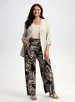 Leaf Print Wide Leg Pants