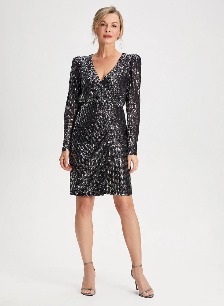 Robe style cache-cœur en sequins