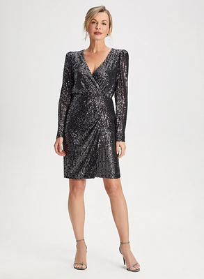 V-Neck Sequin Dress