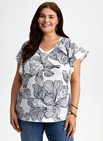 Floral Print Short Sleeve Top