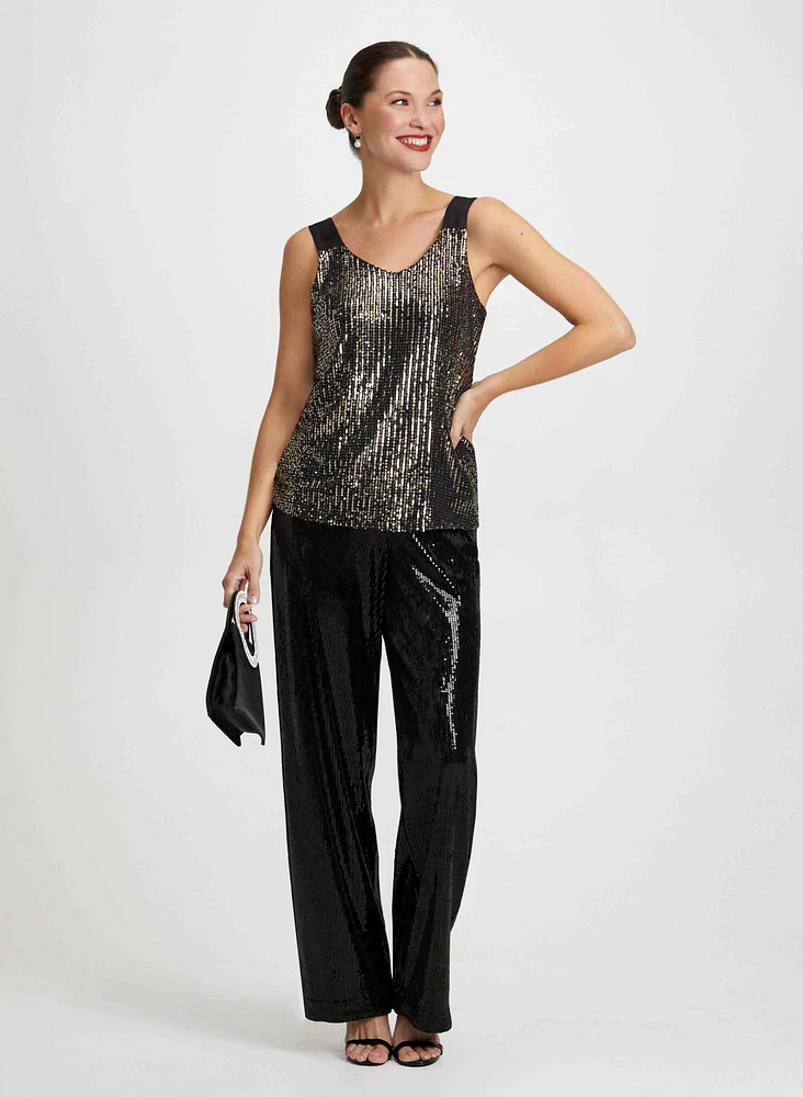 Ensemble camisole et pantalon large en sequins