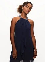 Cascading Ruffle Bead Neck Dress