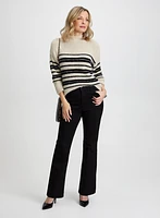 Stripe Print Sweater & Bootcut Jeans