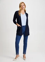 Cardigan mi-long et jean à enfiler 