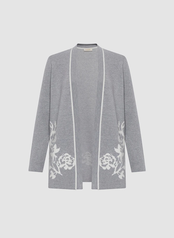 Floral Pattern Open Front Cardigan