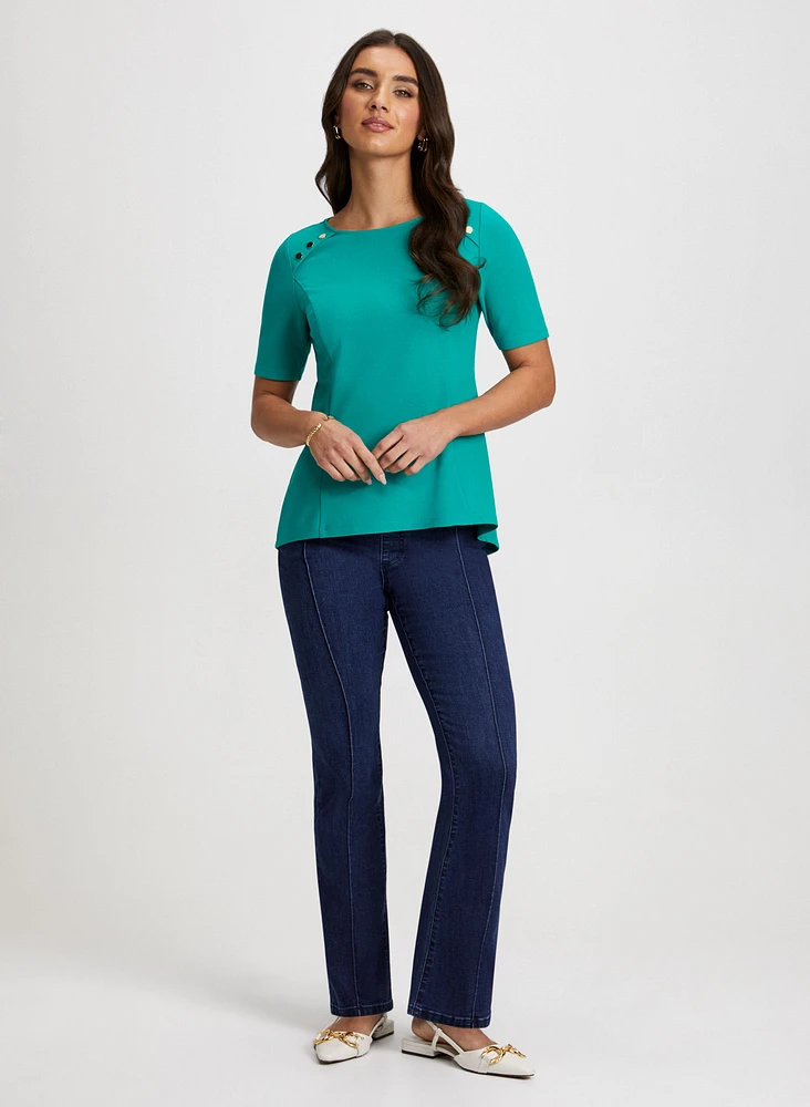 Peplum Top & Bootcut Jeans