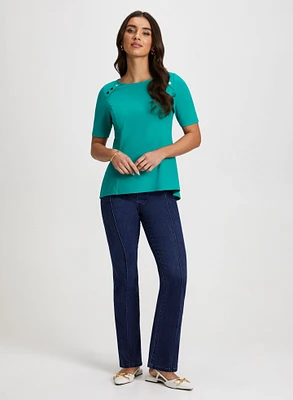 Peplum Top & Bootcut Jeans