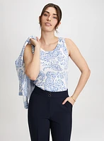 Paisley Print Sleeveless Knit Top