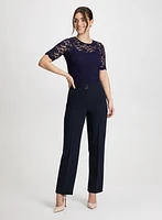 Scalloped Lace Top & Wide Leg Pants