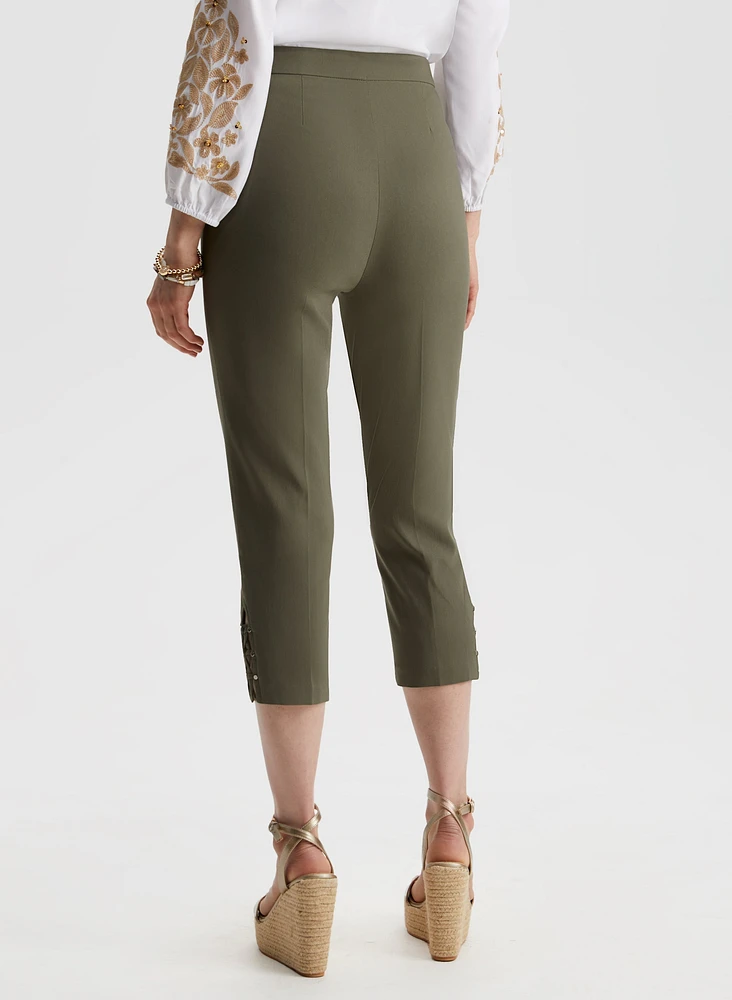 Lace-Up Detail Capri Pants