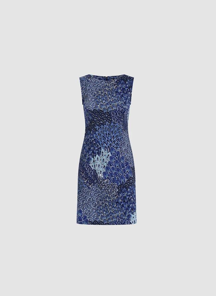Sleeveless Feather Print Dress