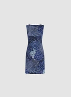 Sleeveless Feather Print Dress