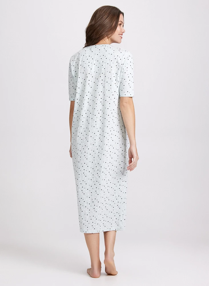 Heart Print Nightgown