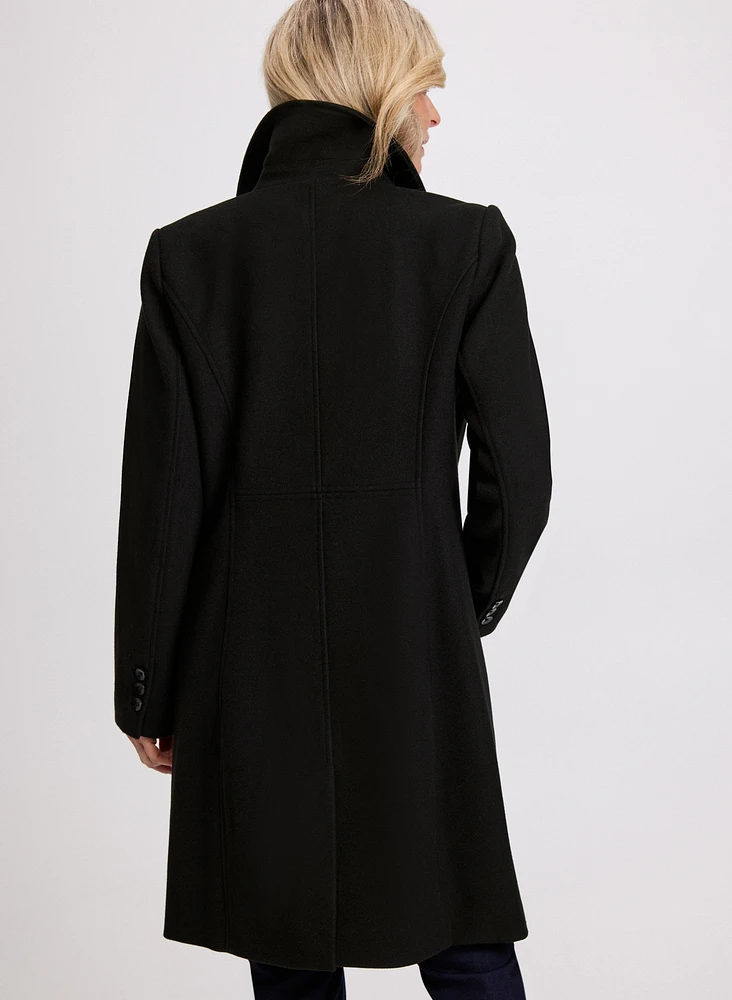 Stretch Wool Blend Coat