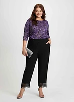 Paisley Print Top & Lace Trim Pants