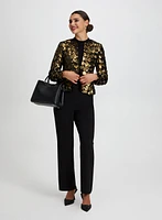 Sequin Jacket, Sleeveless Sweater & Side Zip Pants