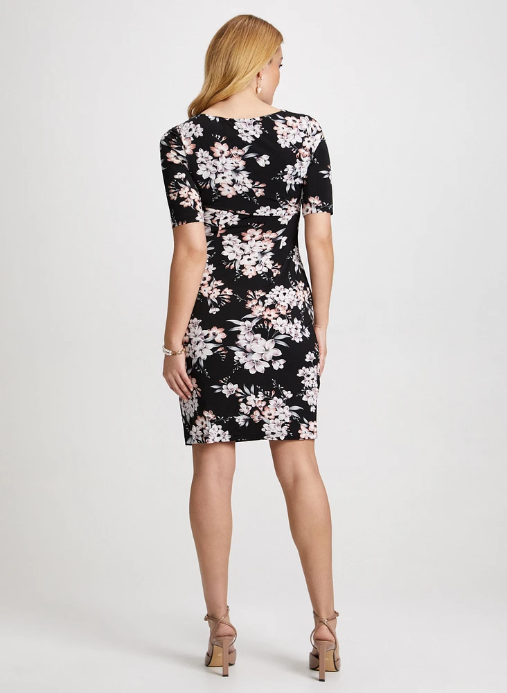 Floral Pleated Waist Dress