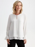 Long Sleeve Double Layer Blouse