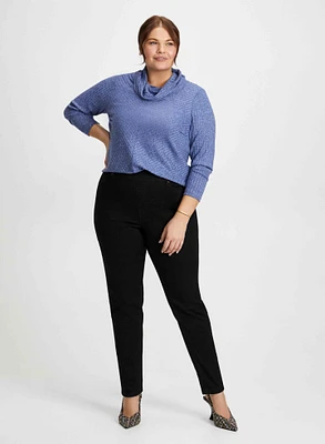 Cowl Neck Top & Slim Leg Jeans