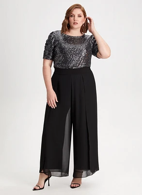 Haut en sequins et pantalon large