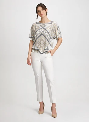 Paisley Top & Slim Leg Ankle Pants