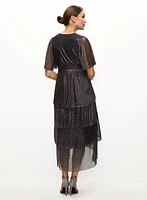 Asymmetric Tiered Metallic Dress