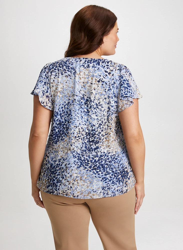 Blouse imprimée à volants