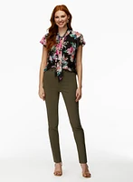 Pull-On Button Detail Pants