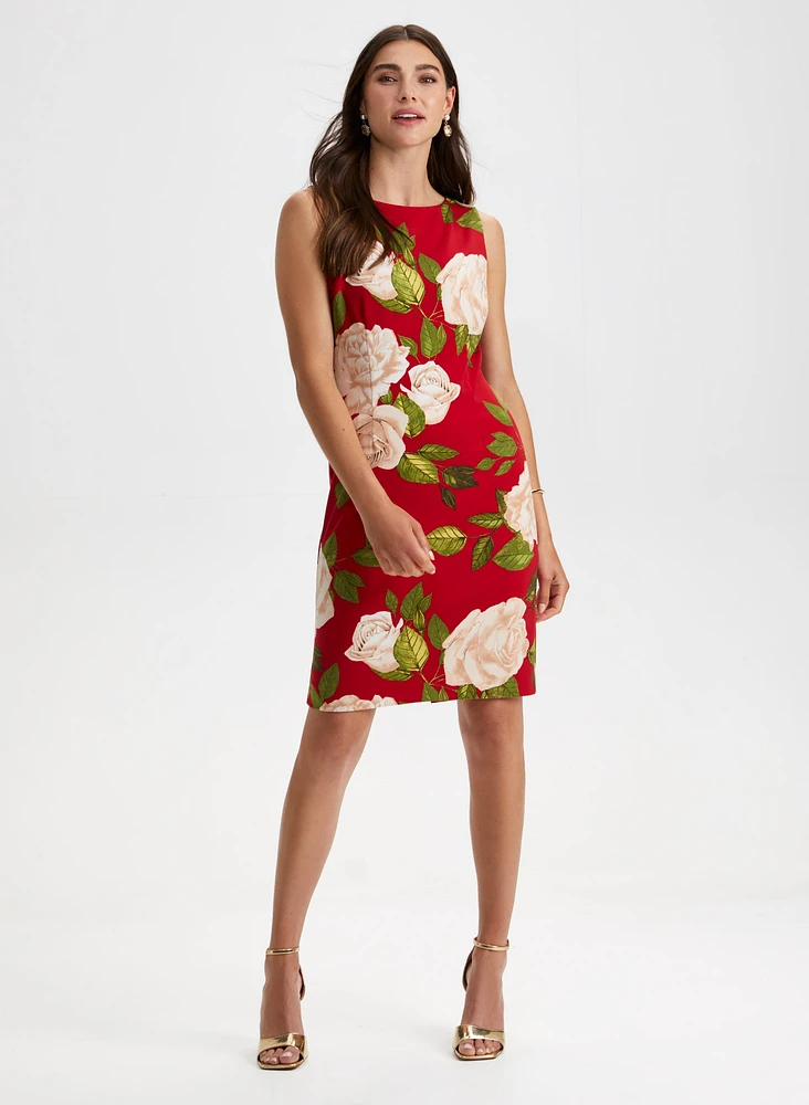 Sleeveless Floral Motif Dress