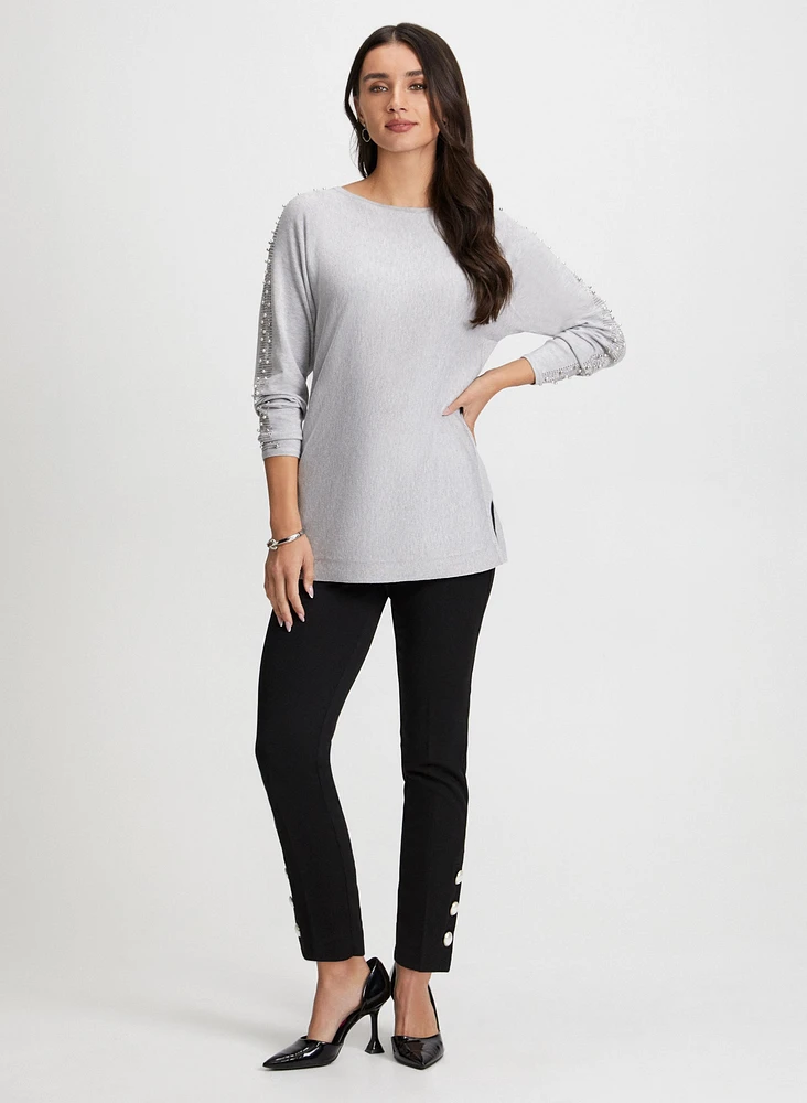 Pear & Stud Detail Sweater & Pearl Trim Pants