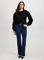 Ruffle Trim Top & Bootcut Jeans