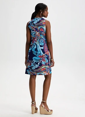 Split Neck Paisley Print Dress