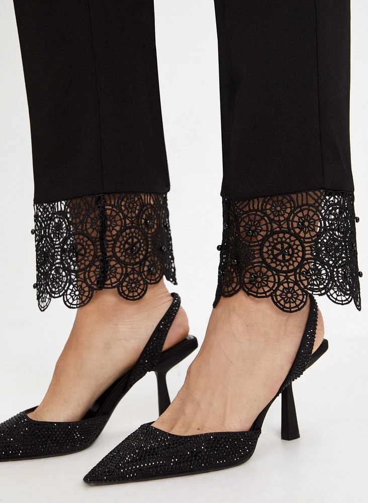 Lace Trim Straight Leg Pants