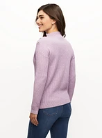 Jewelled Button Mock Neck Sweater