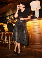 Polka Dot Motif Jacquard Skirt