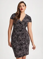 Rose Print Sheath Dress