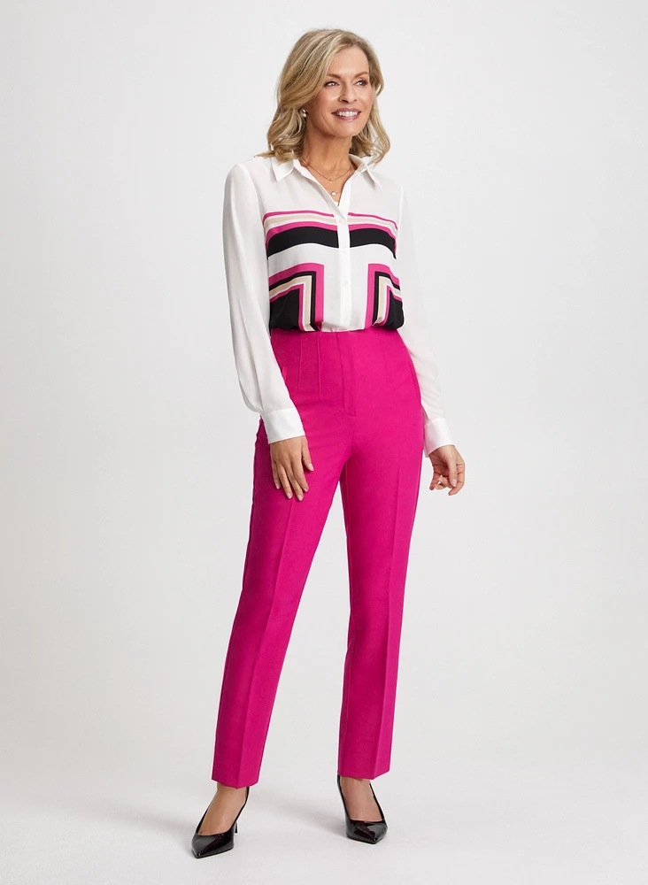 Colour Block Blouse & Slim Leg Pants