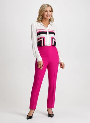 Colour Block Blouse & Slim Leg Pants