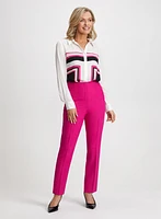 Colour Block Blouse & Slim Leg Pants