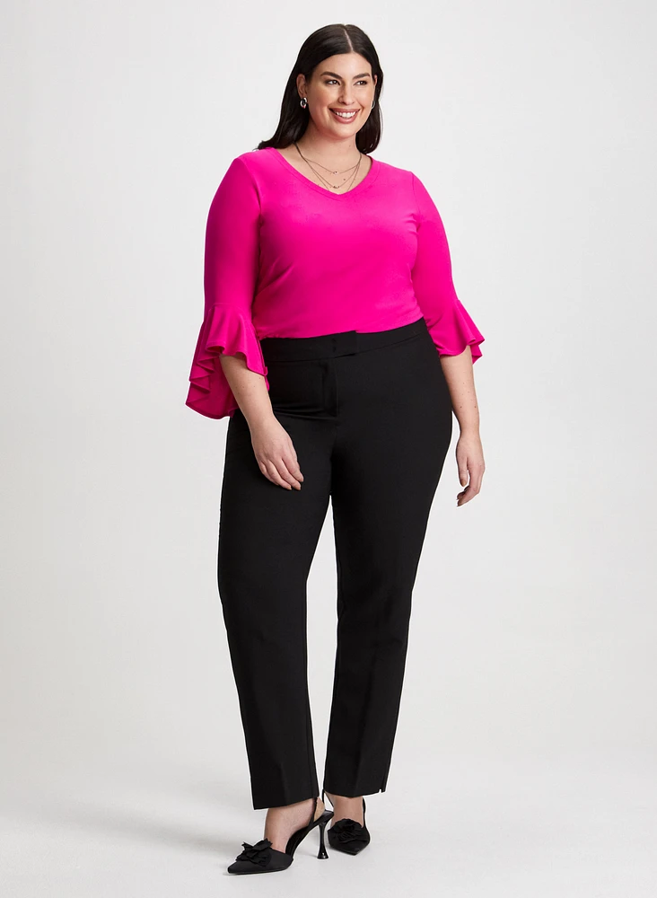 Flutter Sleeve Top & Slim Leg Pants