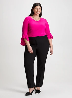 Flutter Sleeve Top & Slim Leg Pants