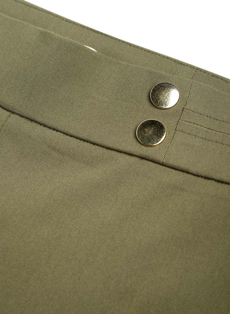 Pull-On Button Detail Pants